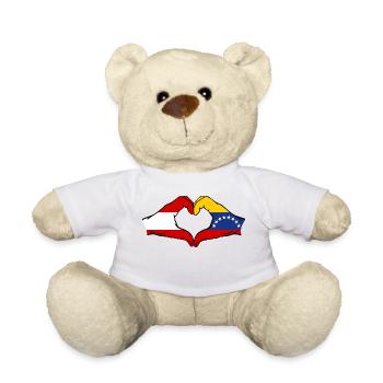 Austria Venezuela Flag Hands Heart Shape - Teddy Bear - white - Front