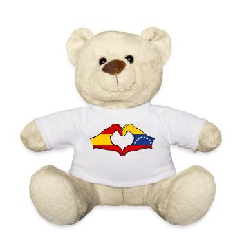 Spain Venezuela Flag Hands Heart Shape - Teddy Bear - white - Front