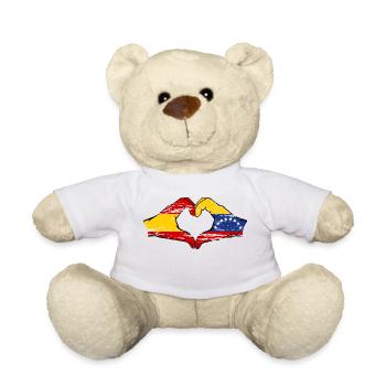 Spain Venezuela Flag Hands Heart Shape used - Teddy Bear - white - Front