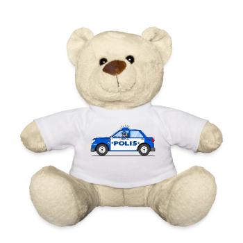 Police car with policeman in blue and white Polis - Teddy Bear - white - Front