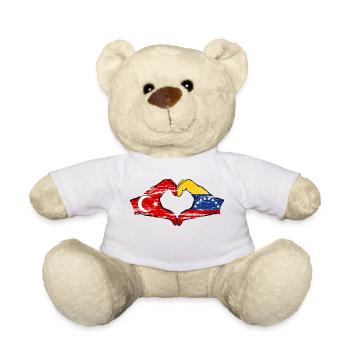 Türkiye Venezuela Flag Hands Heart Shape used - Teddy Bear - white - Front