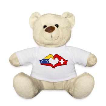 Venezuela Switzerland Flag Hands Heart Shape - Teddy Bear - white - Front