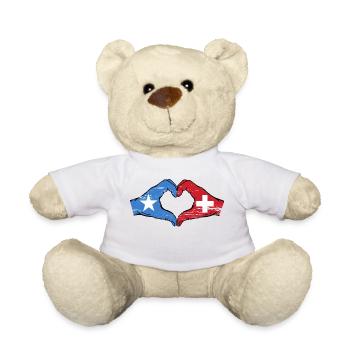 Somalia Switzerland Flag Hands Heart Shape Used - Teddy Bear - white - Front