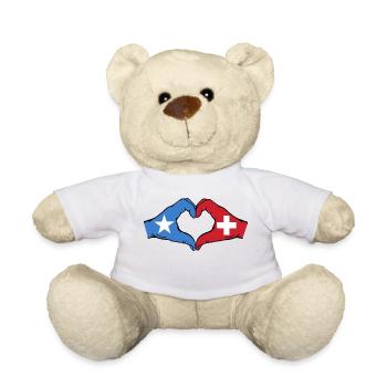 Somalia Switzerland Flag Hands Heart Shape - Teddy Bear - white - Front