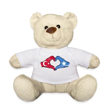 Turkey Somalia Flag Hands Heart Shape Used - Teddy Bear - white - Front
