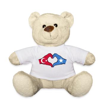 Turkey Somalia Flag Hands Heart Shape - Teddy Bear - white - Front