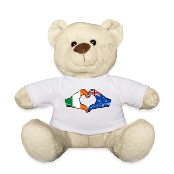 Irlande Nouvelle-Zélande drapeau mains forme coeur utilisé - Nounours - blanc - Devant