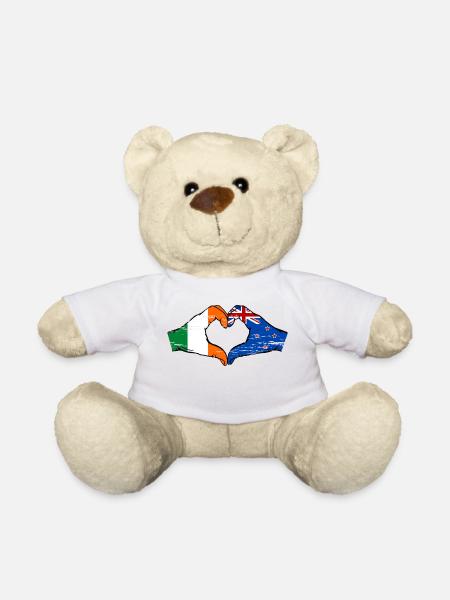 Irland Neuseeland Flagge Hände Herzform used - Teddy - Weiß