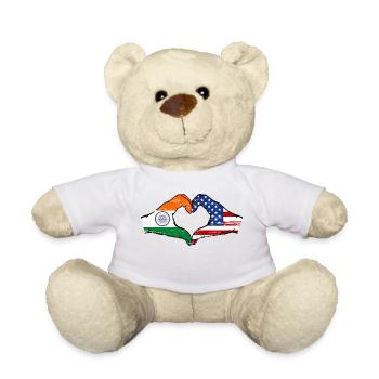 Inde USA Drapeau Mains Coeur Forme Utilisé - Nounours - blanc - Devant