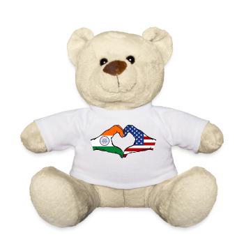 India USA Flag Hands Heart Shape - Teddy Bear - white - Front