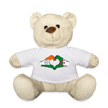 India Algeria Flag Hands Heart Shape - Teddy Bear - white - Front