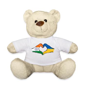 India Ukraine Flag Hands Heart Shape Used - Teddy Bear - white - Front