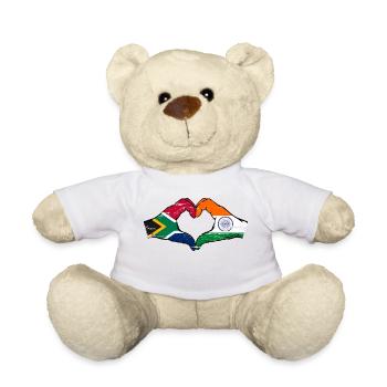 South Africa India Flag Hands Heart Shape Used - Teddy Bear - white - Front