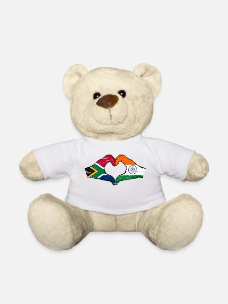 Südafrika Indien Flagge Hände Herzform used - Teddy - Weiß