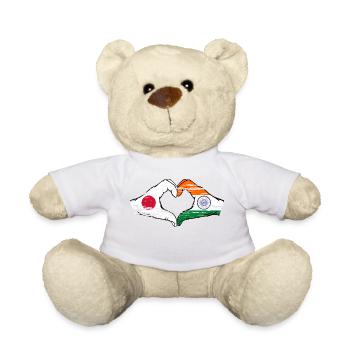 Japan India Flag Hands Heart Shape Used - Teddy Bear - white - Front