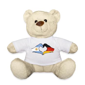 Argentina Germany Flag Hands Heart Shape Used - Teddy Bear - white - Front