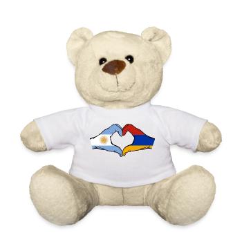 Argentine Arménie Drapeau Mains Coeur Forme - Nounours - blanc - Devant