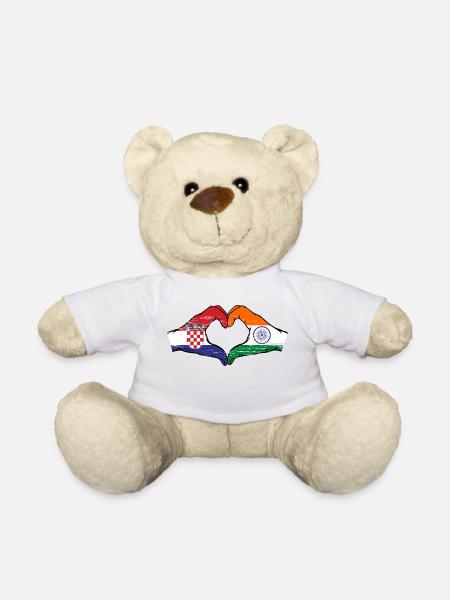 Croatie Inde drapeau mains forme de coeur utilisé - Nounours - blanc