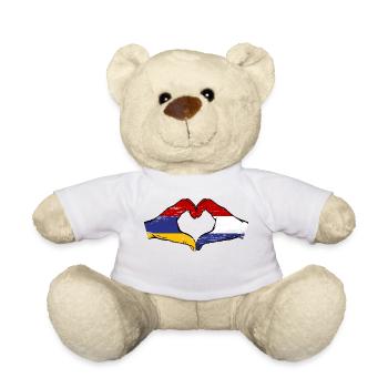 Arménie Hollande Drapeau Mains Coeur Forme Utilisé - Nounours - blanc - Devant