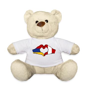 Arménie Pérou Drapeau Mains Coeur Forme - Nounours - blanc - Devant