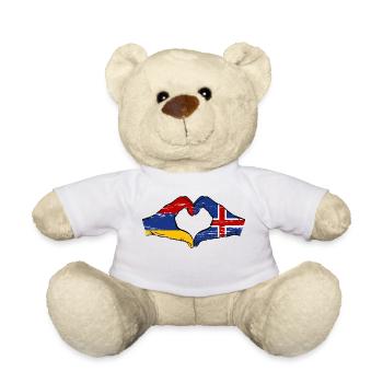 Armenia Iceland Flag Hands Heart Shape Used - Teddy Bear - white - Front