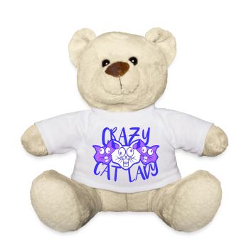 Chat fou Dame Texte Folle Femme Chats Amour - Nounours - blanc - Devant