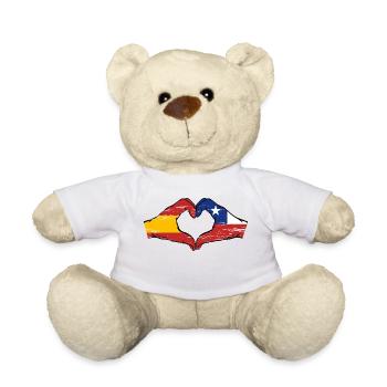 Spain Chile flag hands heart shape used - Teddy Bear - white - Front
