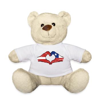 Latvia Chile flag hands heart shape used - Teddy Bear - white - Front