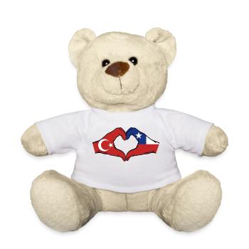 Türkei Chile Flagge Hände Herzform - Teddy - Weiß - Vorne