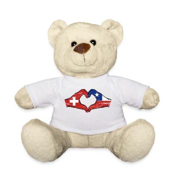 Switzerland Chile Flag Hands Heart Shape Used - Teddy Bear - white - Front