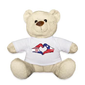 Croatia Chile flag hands heart shape used - Teddy Bear - white - Front