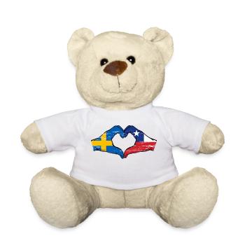 Sweden Chile flag hands heart shape used - Teddy Bear - white - Front
