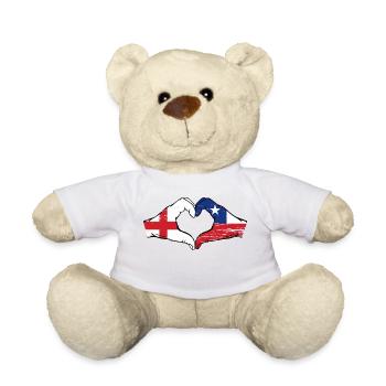 England Chile flag hands heart shape used - Teddy Bear - white - Front
