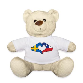 Sweden Chile Flag Hands Heart Shape - Teddy Bear - white - Front