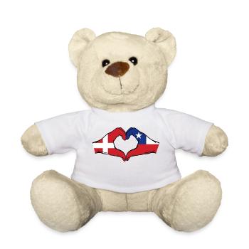 Dänemark Chile Flagge Hände Herzform - Teddy - Weiß - Vorne
