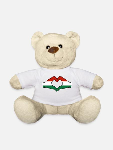 Ungarn Flagge Hände Herzform - Teddy - Weiß