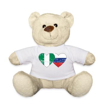 Nigeria Russie Drapeau Coeur Utilisé - Nounours - blanc - Devant