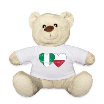 Nigeria Poland flag heart used - Teddy Bear - white - Front