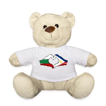 Bulgarie Philippines Drapeau Mains Coeur Forme Utilisé - Nounours - blanc - Devant