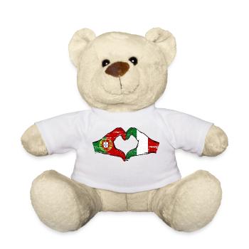 Portugal Italy Flag Hands Heart Shape Used - Teddy Bear - white - Front