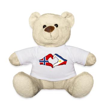 Norway Philippines Flag Hands Heart Shape - Teddy Bear - white - Front