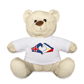 Islande Philippines Drapeau Mains Coeur Forme - Nounours - blanc - Devant