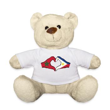 Maroc Philippines Drapeau Mains Coeur Forme - Nounours - blanc - Devant