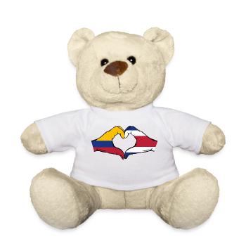 Colombie Costa Rica Drapeau Mains Coeur Forme - Nounours - blanc - Devant