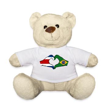 Costa Rica Brazil Flag Hands Heart Shape - Teddy Bear - white - Front