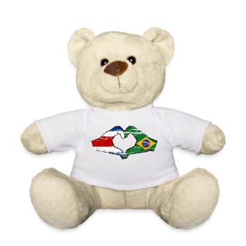 Costa Rica Brazil Flag Hands Heart Shape Used - Teddy Bear - white - Front