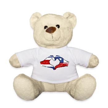 Costa Rica Chile flag hands heart shape used - Teddy Bear - white - Front