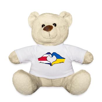 Costa Rica Ukraine Flag Hands Heart Shape - Teddy Bear - white - Front