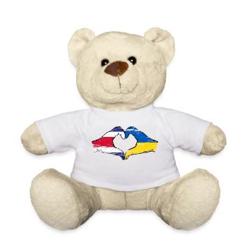 Costa Rica Ukraine Flagge Hände Herzform used - Teddy - Weiß - Vorne