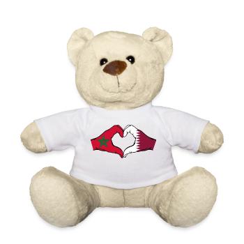 Marokko Katar Flagge Hände Herzform - Teddy - Weiß - Vorne